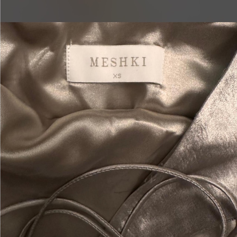 Meshki Champagne Satin Maxi Slip Dress with Spaghetti Straps - Picture 4 of 4